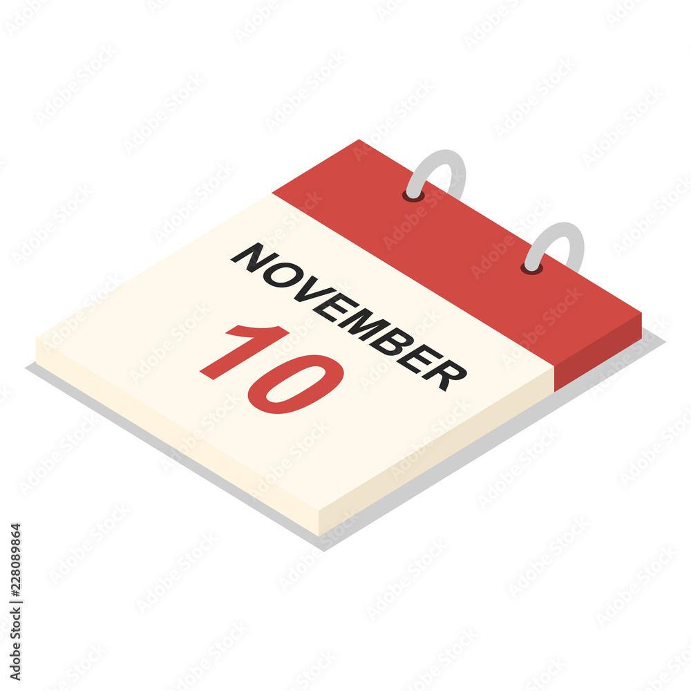 Poster calendar 10 november icon set. isometric set of calendar 10 november vector icons for web design iso