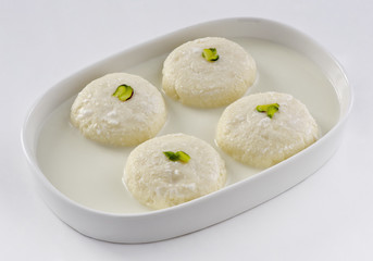 Rasmalai, delicious cottage cheese patty in sweet and thick milk syrup