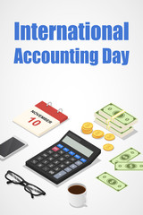 International accounting day concept background. Isometric illustration of international accounting day vector concept background for web design