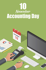 November accounting day concept background. Isometric illustration of november accounting day vector concept background for web design