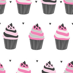 Beautiful yummy cupcake seamless background pattern