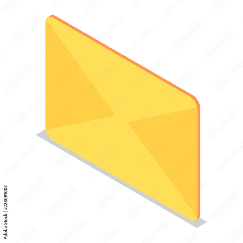 Poster yellow mail icon set. isometric set of yellow mail vector icons for web design isolated on white bac