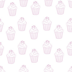Beautiful yummy cupcake seamless background pattern