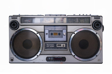 Retro old radio isolate on white background, Vintage style