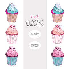 Lovely beautiful yummy cartoon cupcake