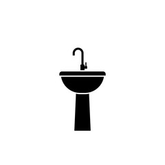 Sink with pedestal silhouette icon. Clipart image isolated on white background