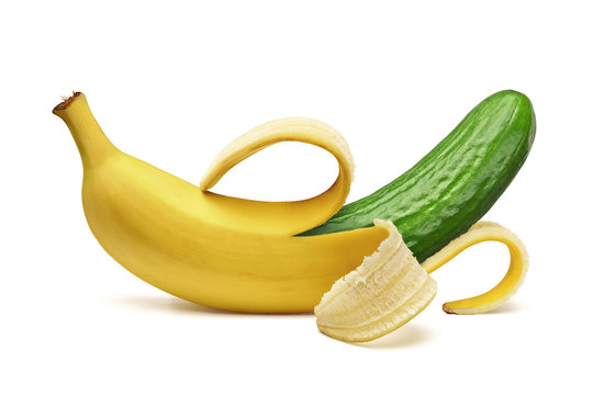Genetically modified banana or organism GMO isolated on white background