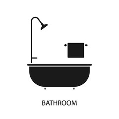 Bathroom icon silhouette. Clipart image isolated on white background