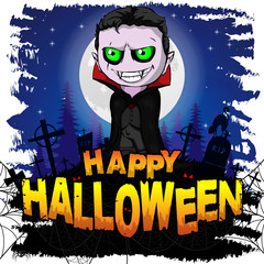 Fototapeta na wymiar Happy Halloween Design template with Graf Dracula. Vector illustration.