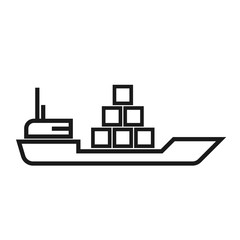 Obraz premium Freight ship outline icon. Clipart image isolated on white background