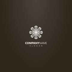 white logo on a black background. simple vector geometric logo of crystal eight-leaf flower