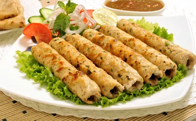 Fotobehang Chicken Seekh Kabab, Chicken Reshmi Kebab © Jehangir Hanafi