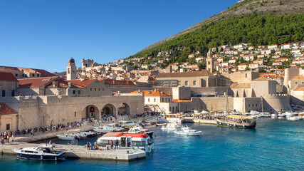 View over beautiful habor in  Dubrovnik and peak Srd