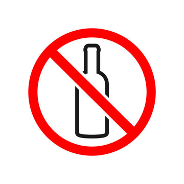 No Drinking Sign Silhouette. Sober Living Clipart Isolated On White Background