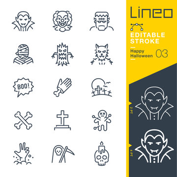 Lineo Editable Stroke - Happy Halloween line icons