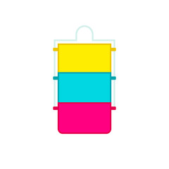 Metal indian tiffin box icon. Clipart image isolated on white background