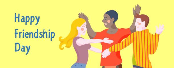 Friendship day holiday poster design in cartoon style.