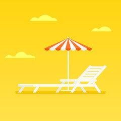 Beach chair with umbrella illustration.