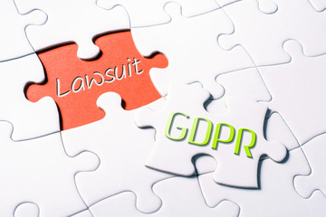 The Words GDPR And Lawsuit In Missing Piece Jigsaw Puzzle