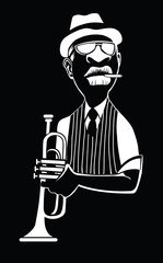 Caricature of a jazz trumpet player