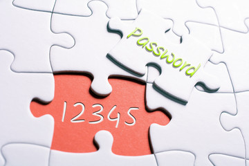 The Word Password And The Numbers 12345 In Missing Piece Jigsaw Puzzle - Insecure Password Concept