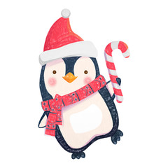 penguin with christmas candy