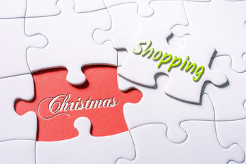 The Words Christmas And Shopping In Missing Piece Jigsaw Puzzle