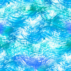 seamless pattern Light blue watercolor waves. Cool background with hand-drawn water pattern.