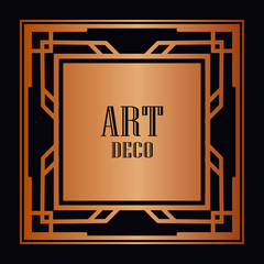 Vintage retro style invitation in Art Deco. Art deco border and frame. Creative template in style of 1920s. Vector illustration. EPS 10
