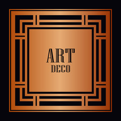 Vintage retro style invitation in Art Deco. Art deco border and frame. Creative template in style of 1920s. Vector illustration. EPS 10