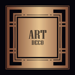 Vintage retro style invitation in Art Deco. Art deco border and frame. Creative template in style of 1920s. Vector illustration. EPS 10