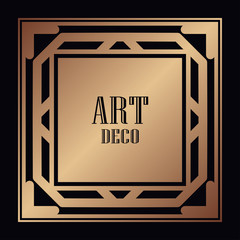 Vintage retro style invitation in Art Deco. Art deco border and frame. Creative template in style of 1920s. Vector illustration. EPS 10