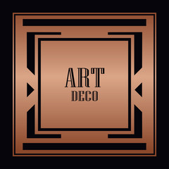 Vintage retro style invitation in Art Deco. Art deco border and frame. Creative template in style of 1920s. Vector illustration. EPS 10