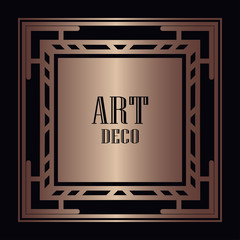 Art deco border and frame. Creative template in style of 1920s for your design. Vector illustration. EPS 10
