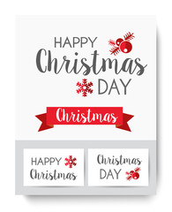Lettering Christmas Card Holiday Template. Vector business card illustration.
