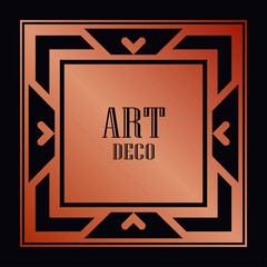 Art deco border and frame. Creative template in style of 1920s for your design. Vector illustration. EPS 10