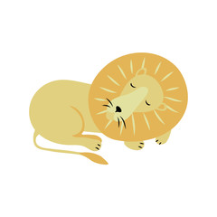 vector color yellow lion big cat animal sleeping simple scandinavian style childish for your paper textile design