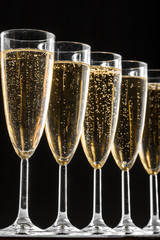 Many glasses of champagne