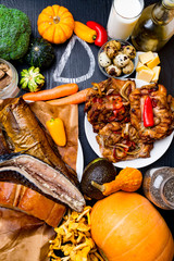 Foods rich in vitamin D. Top view