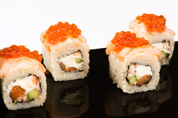 big four delicious roll with caviar