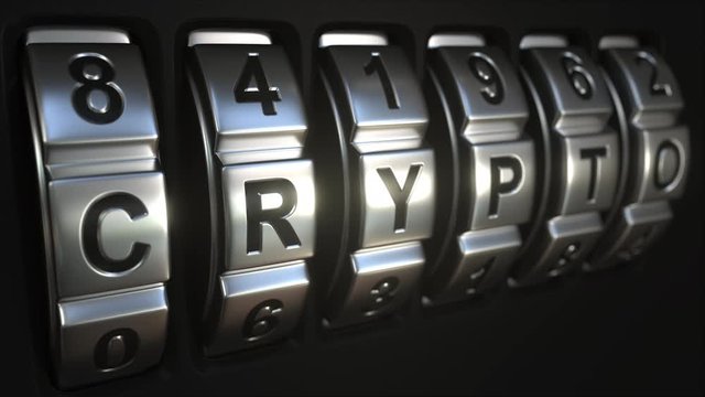 Code lock rings stop rotation at word CRYPTO