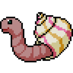 Fototapeta premium vector pixel art worm snail