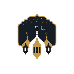 illustration of islamic mosque building isolated on white background