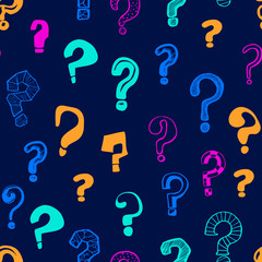 Question Marks Signs Seamless Pattern Background. Vector