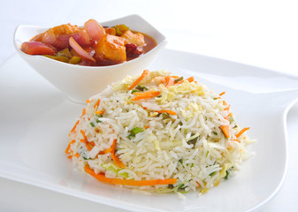 Chicken Manchurian with Vegetable Fried Rice