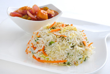 Chicken Manchurian with Vegetable Fried Rice
