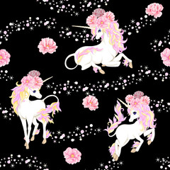 Seamless pattern, background with unicorn