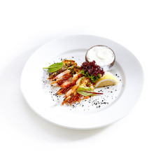 Hot Appetizer of Grilled Tiger Prawns