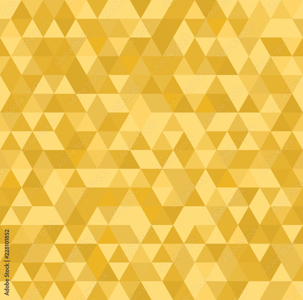 Wall mural Gold mosaic abstract seamless backround. Yellow triangular low poly style pattern. Vector illustration