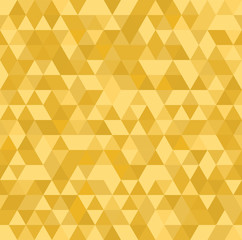 Gold mosaic abstract seamless backround. Yellow triangular low poly style pattern. Vector illustration